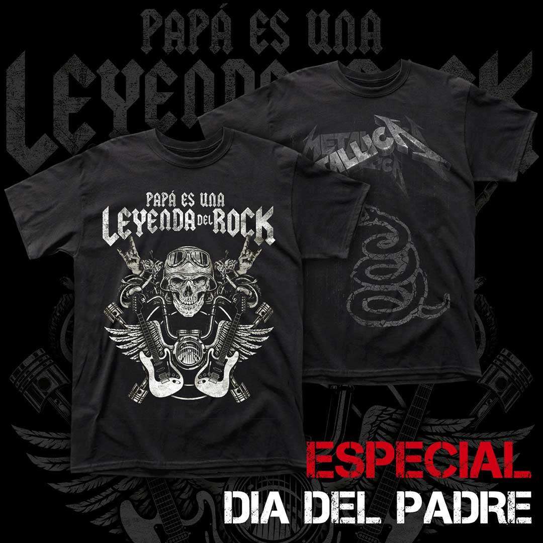 PACK 3 DÍA DEL PADRE : polera Papá es una Leyenda del Rock + Metallica álbum black