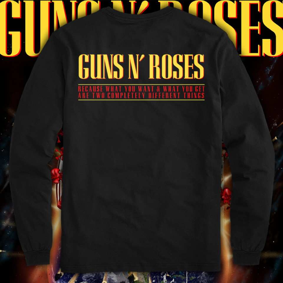 GUNS N ROSES "BECAUSE WANT YOU WANT" polera manga larga hombre serigrafía e
