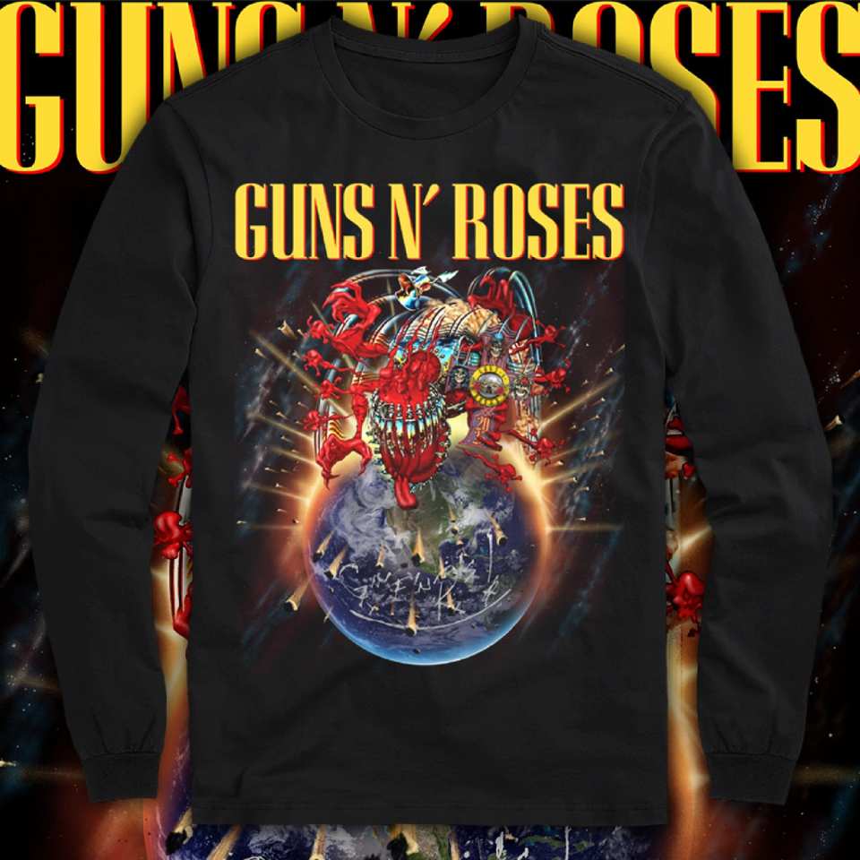GUNS N ROSES "BECAUSE WANT YOU WANT" polera manga larga hombre serigrafía f