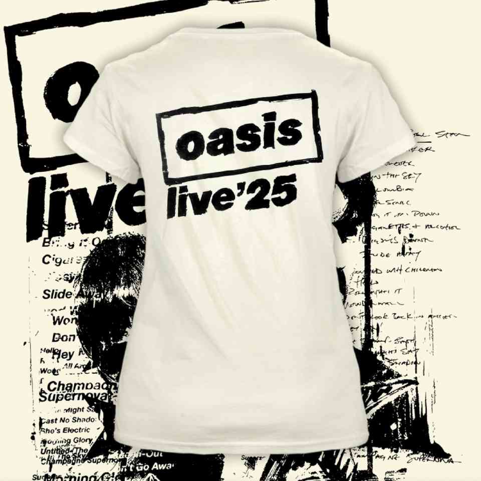 OASIS "LIVE ´25" POLERA DE MUJER ALGODÓN IMPRESIÓN DTG blanca