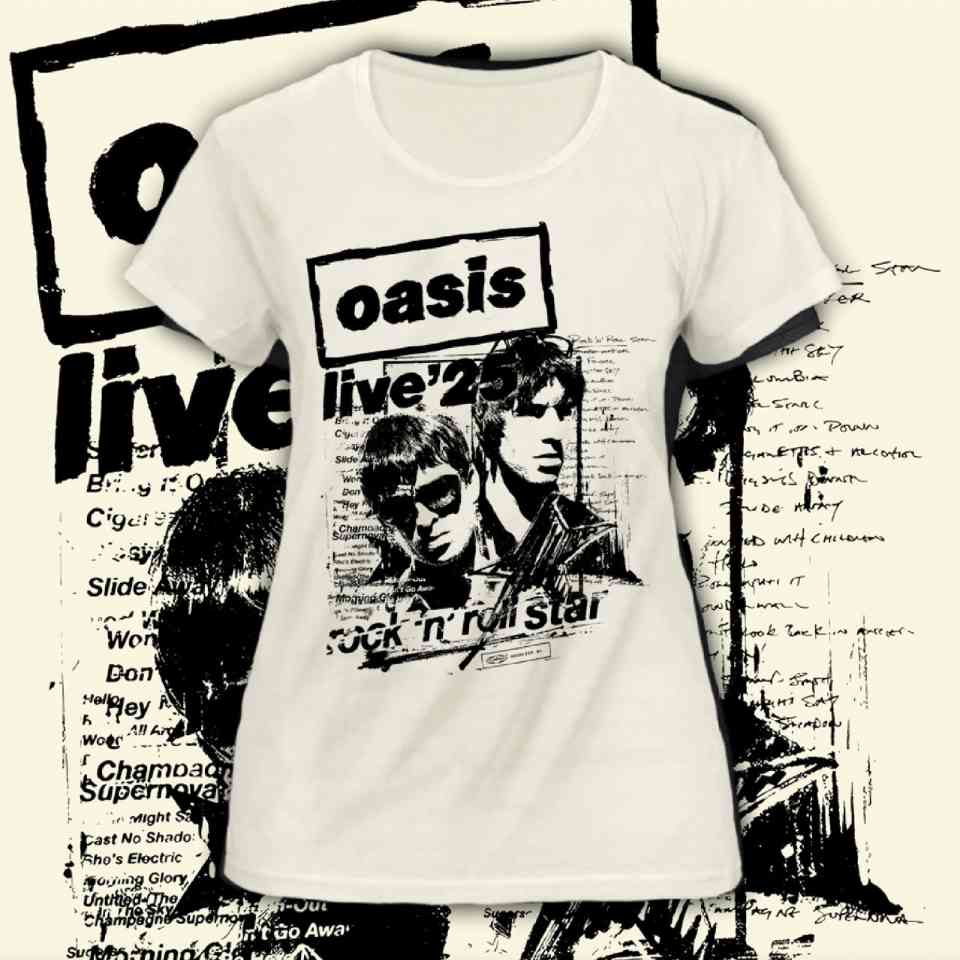 OASIS "LIVE ´25" POLERA DE MUJER ALGODÓN IMPRESIÓN DTG blanca f