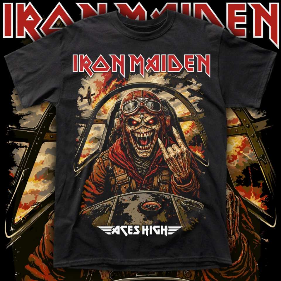 IRON MAIDEN "ACES HIGH 3" POLERA ROCK HOMBRE SERIGRAFÍA f