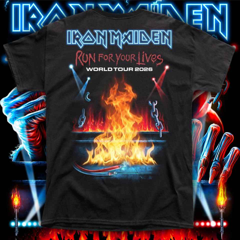 IRON MAIDEN "RUN FOR YOUR LIVES 1" POLERA ROCK HOMBRE SERIGRAFÍA